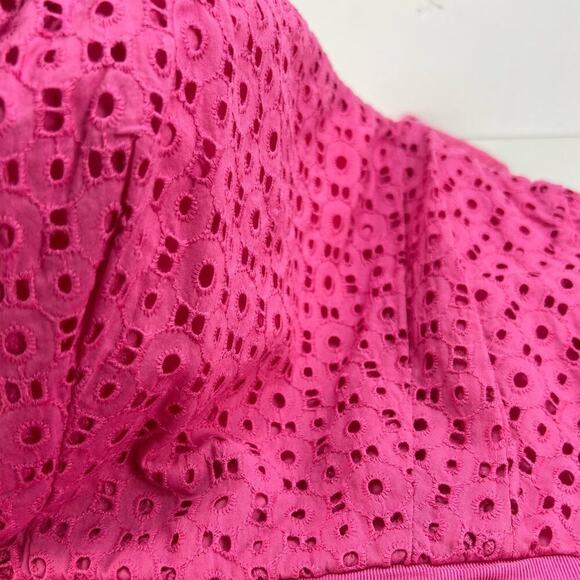 Crown and Ivy 10 Women's Pink Eyelet Removable Straps Fully Lined Cotton Dress - Picture 5 of 11